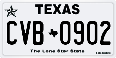 TX license plate CVB0902