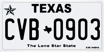 TX license plate CVB0903