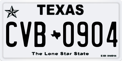 TX license plate CVB0904