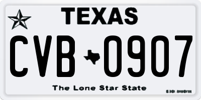 TX license plate CVB0907