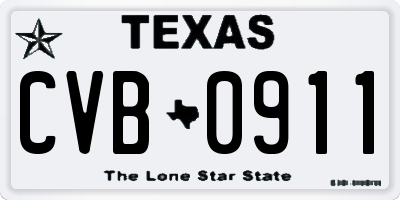 TX license plate CVB0911