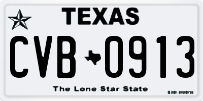 TX license plate CVB0913