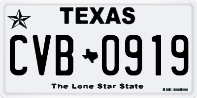 TX license plate CVB0919