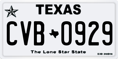 TX license plate CVB0929