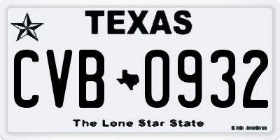 TX license plate CVB0932