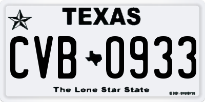 TX license plate CVB0933