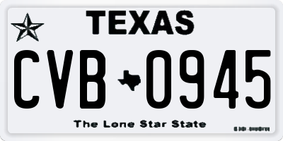 TX license plate CVB0945