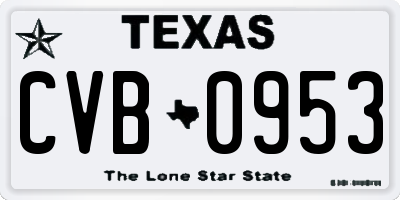 TX license plate CVB0953