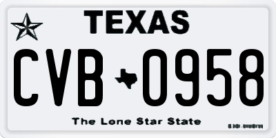 TX license plate CVB0958
