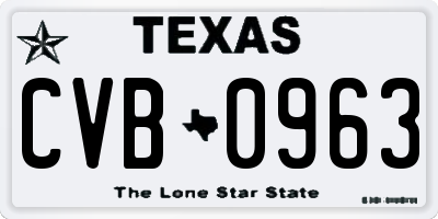 TX license plate CVB0963