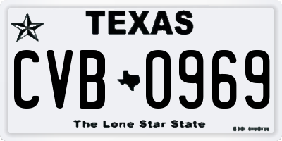 TX license plate CVB0969