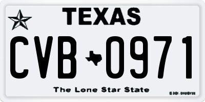 TX license plate CVB0971