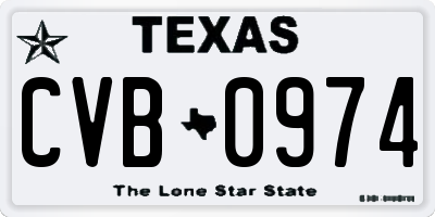 TX license plate CVB0974