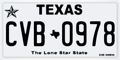 TX license plate CVB0978