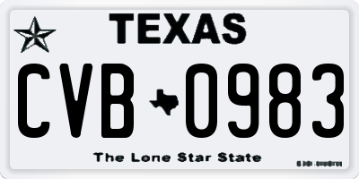 TX license plate CVB0983