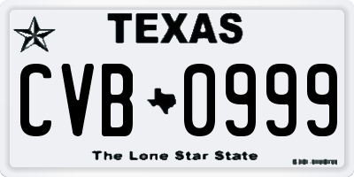TX license plate CVB0999