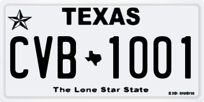 TX license plate CVB1001