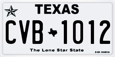 TX license plate CVB1012