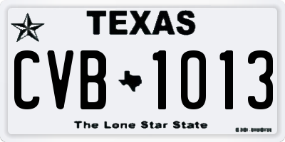 TX license plate CVB1013