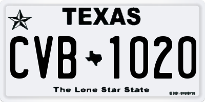 TX license plate CVB1020
