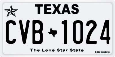 TX license plate CVB1024