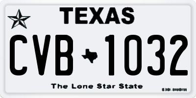 TX license plate CVB1032