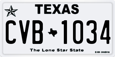 TX license plate CVB1034