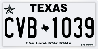 TX license plate CVB1039