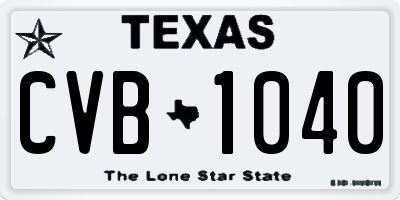 TX license plate CVB1040