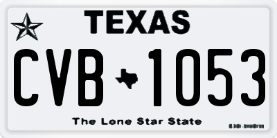 TX license plate CVB1053