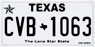TX license plate CVB1063