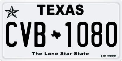 TX license plate CVB1080