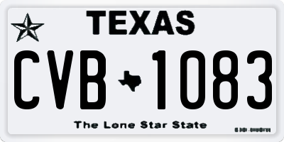TX license plate CVB1083