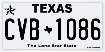 TX license plate CVB1086