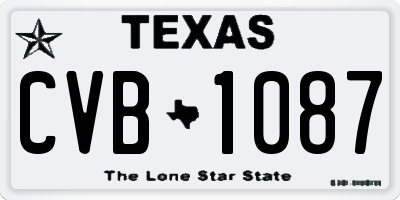 TX license plate CVB1087