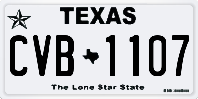 TX license plate CVB1107