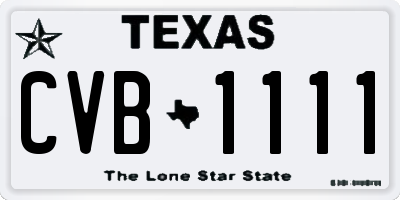 TX license plate CVB1111
