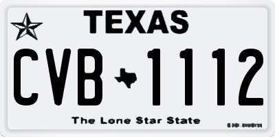 TX license plate CVB1112