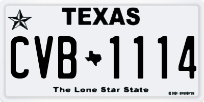 TX license plate CVB1114
