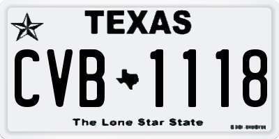 TX license plate CVB1118