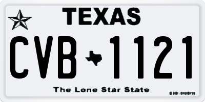 TX license plate CVB1121