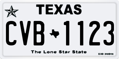 TX license plate CVB1123