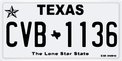 TX license plate CVB1136