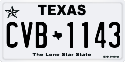 TX license plate CVB1143