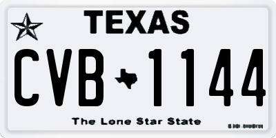 TX license plate CVB1144