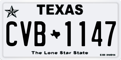 TX license plate CVB1147