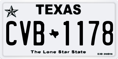 TX license plate CVB1178