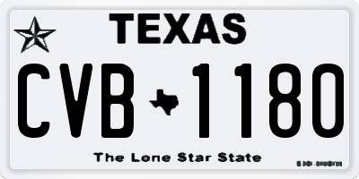 TX license plate CVB1180