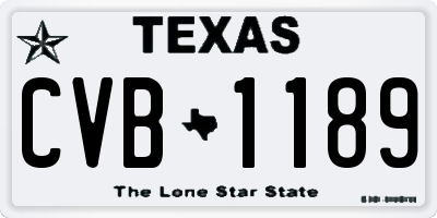 TX license plate CVB1189