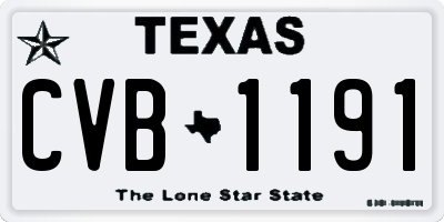 TX license plate CVB1191